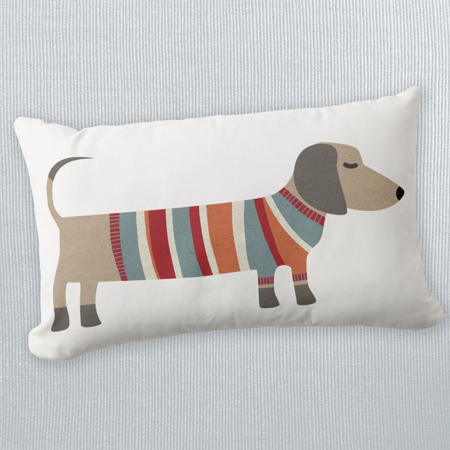 Dachshund Saucisse Chien Jeter Oreiller (Fun Dachshund Wiener Sausage Dog lumbar pillow)