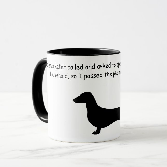 Dachshund Silhouette Funny Café Mug (Devant gauche)