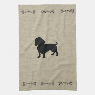 Dachshund Silhouette Serviette de cuisine