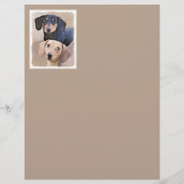 Dachshund (Smooth) Peinture - Art Chien original (Devant)