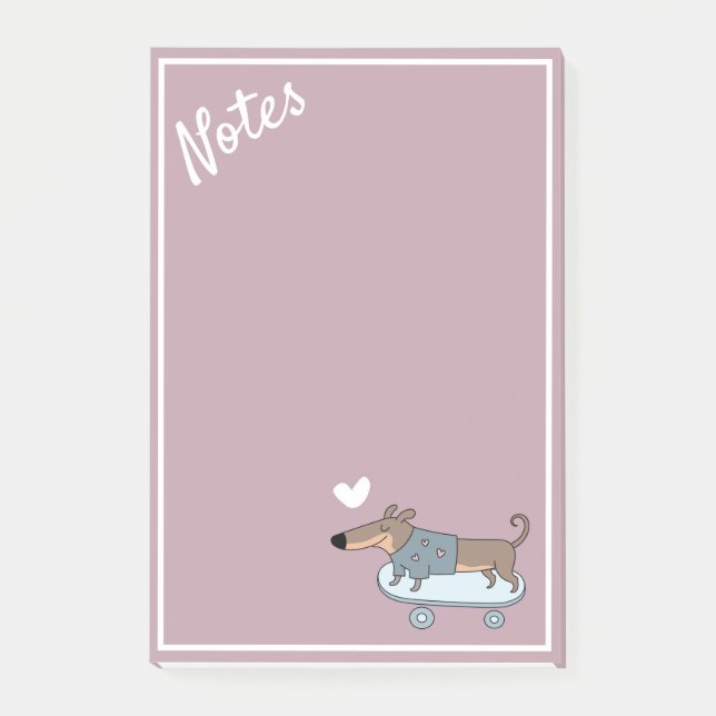Dachshund sur Skateboard Post-It Notes (Devant)