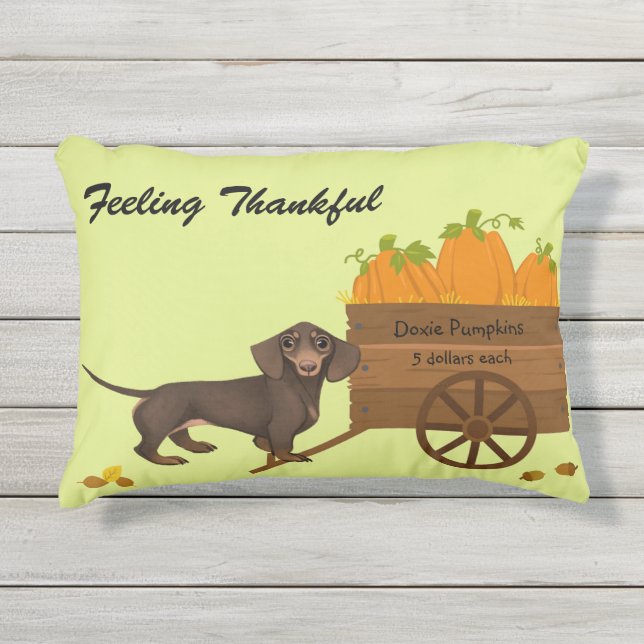 Dachshund Thanksgiving Décor Wiener Chien Coussin (Devant)