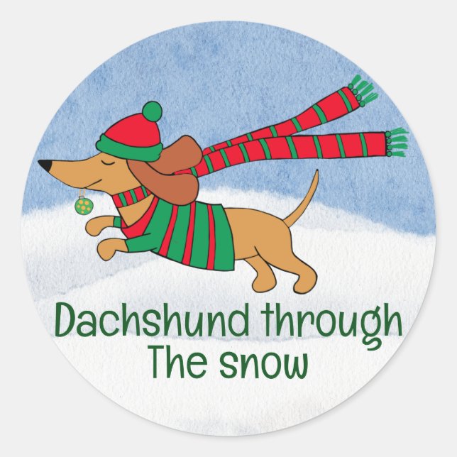 Dachshund Thru Sticker à neige (Devant)
