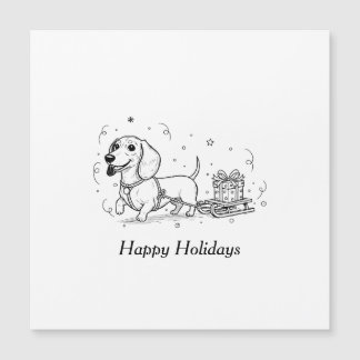 Dachshund tirant un traîneau avec des cadeaux de N