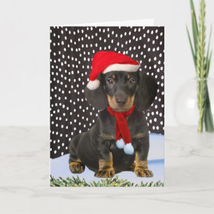 Dachshund Une Carte de Noël Jour De La Neige