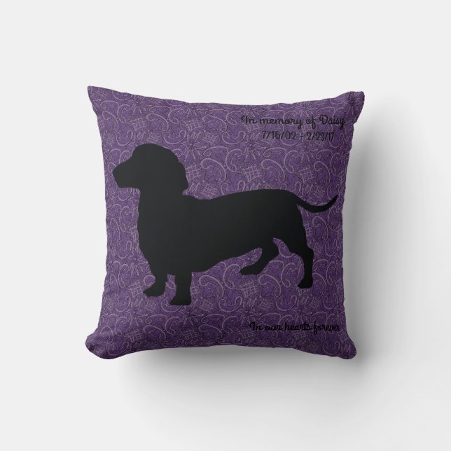 Dachshund Violet En Mémoire Du Coussin (Recto)