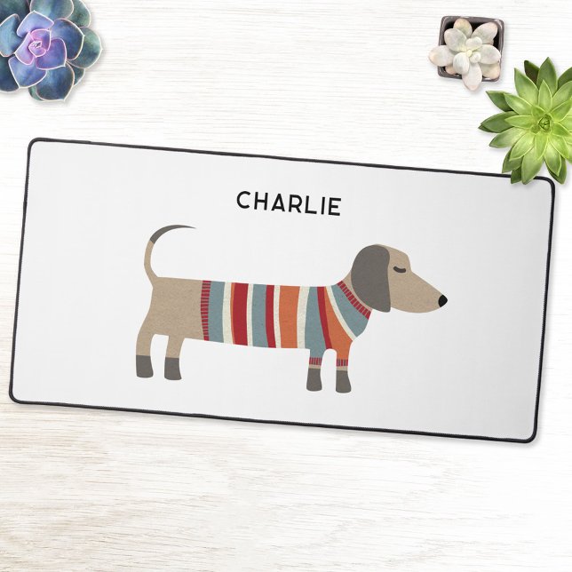 Dachshund Wiener Sausage Chien Personnalisé (Fun personalized name Dachshund Wiener Sausage dog desk mat)