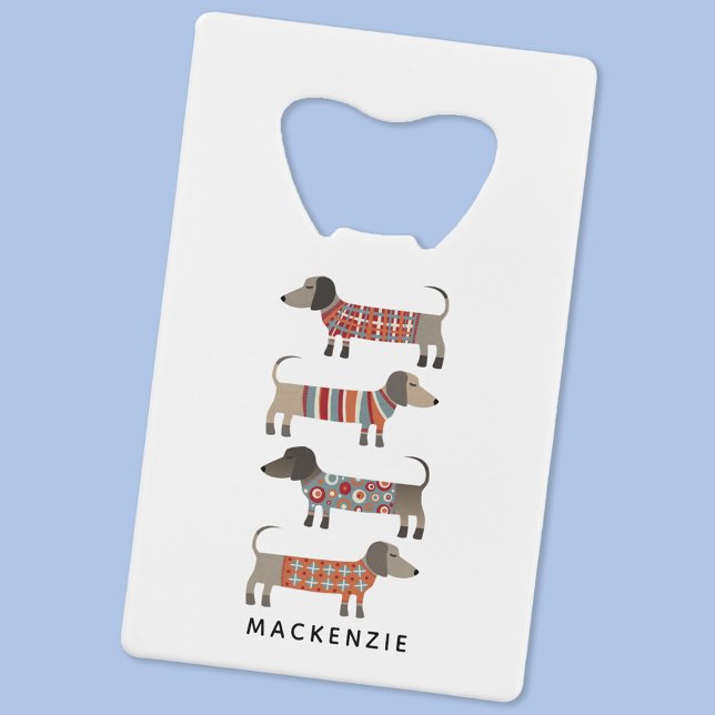 Dachshund Wiener Sausage Chien Personnalisé (Fun Dachshund Wiener Sausage Dog personalized custom name credit card style bottle opener)