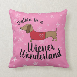 Dachshund Wiener Wonderland Oreiller de Noël