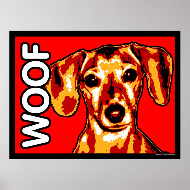 Dachshund WOOF Poster (Devant)