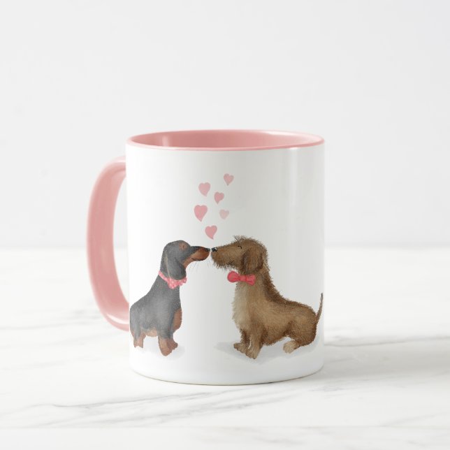 Dachshunds amoureux tasse personnalisée (deux garç (Devant gauche)