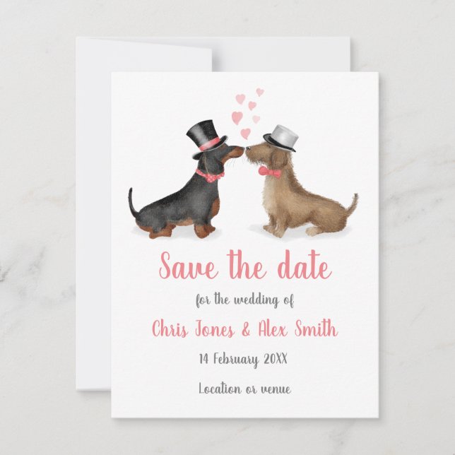 Dachshunds in love enregistrer la carte de date (g (Devant)
