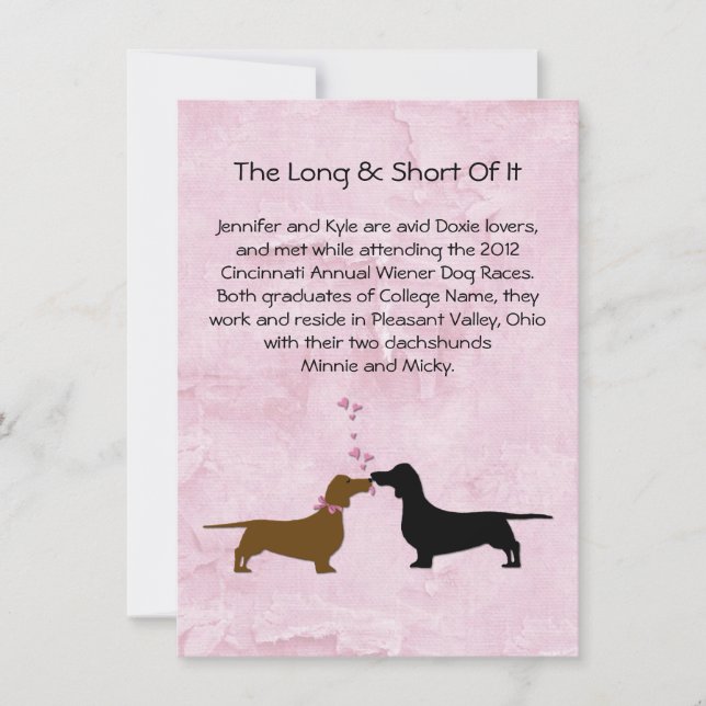 Dachshunds Mariage Couple's Love Story Cartes de t (Devant)