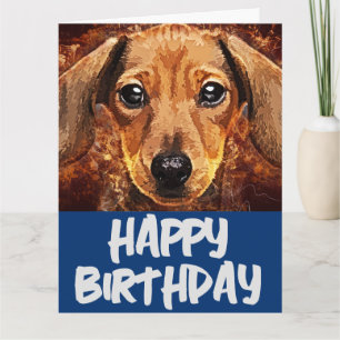 DACHSUND CHIEN ART CARTE DE SALUT D'ANNIVERSAIRE