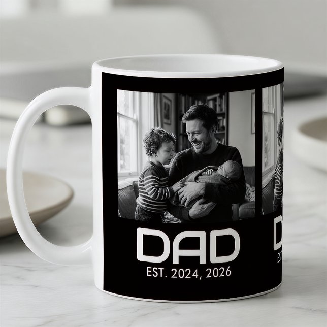 Dad Established Bold Black 3 Photo Coffee Mug (Créateur téléchargé)