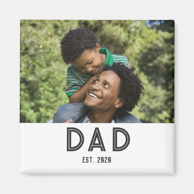 Dad Established Photo Gift Father's Day Magnet (Devant)