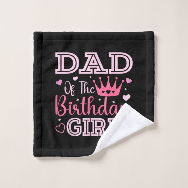 Dad of The Birthday Girl Cute Pink Matching Family (Gant de toilette)