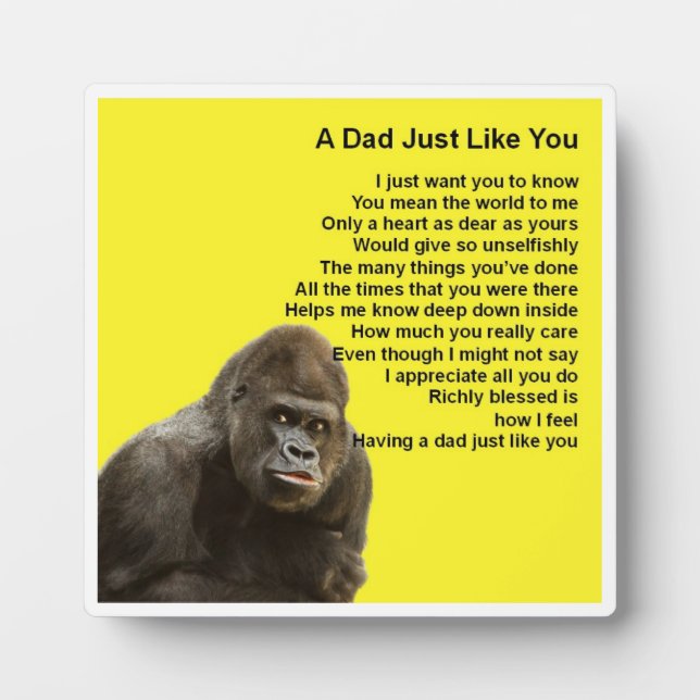 Dad  Poem Plaque  -  Gorilla  Design (Devant)