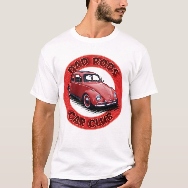 Dad Rods Car Club Red People's Car T-Shirt (Devant)