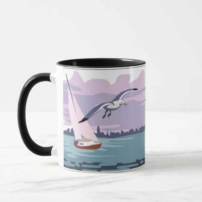 "DAD" Sailboat Ringer Mug (Gauche)