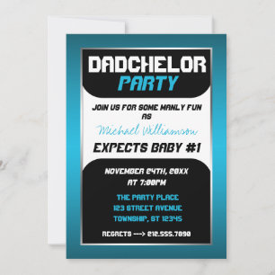 Dadchelor Party - Invitations bleues et noires