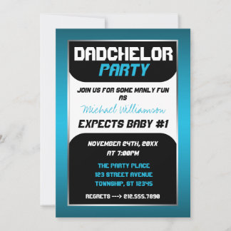 Dadchelor Party - Invitations bleues et noires