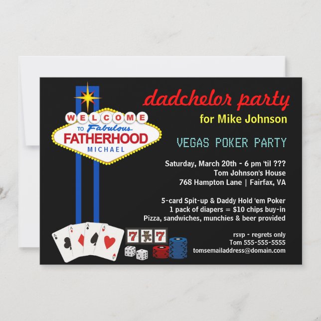 Dadchelor Party - Vegas Casino Style Invitations (Devant)