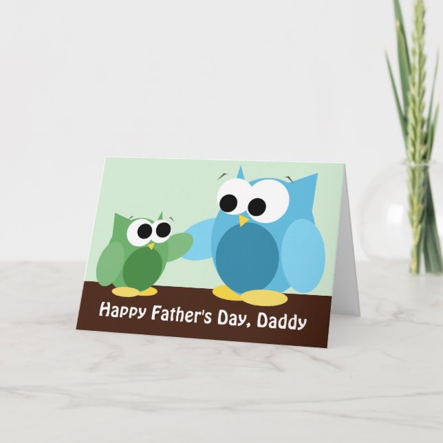 Daddy & Son Owls - Carte Fête des pères (Devant)