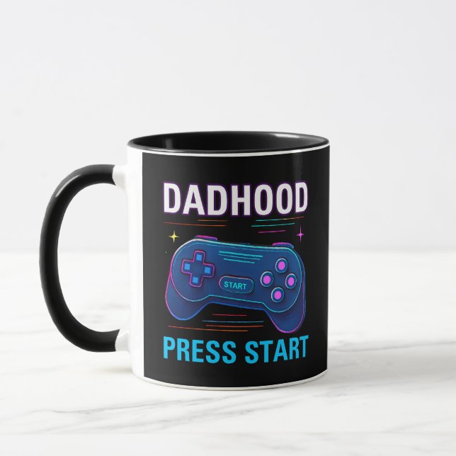 Dadhood Press Start Retro Gamer Design Mug (Gauche)