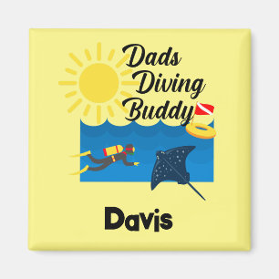 Dads Diving Buddy Design - Magnet Carré