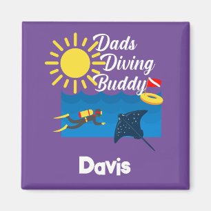 Dads Diving Buddy Design - Magnet Carré