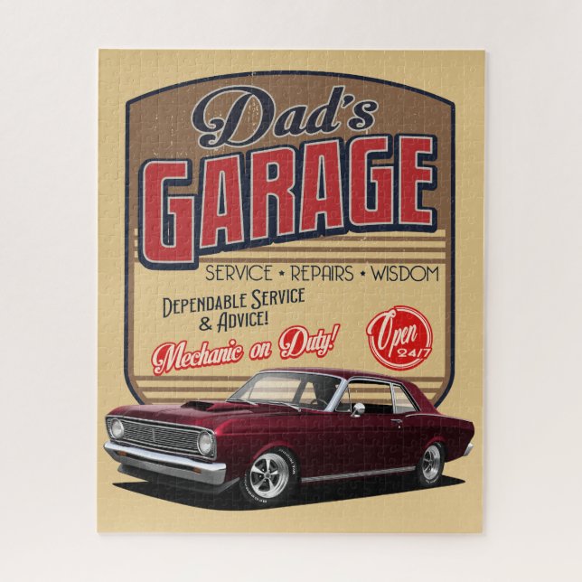 Dad's Falcon Muscle Car Garage Jigsaw Puzzle (Vertical)