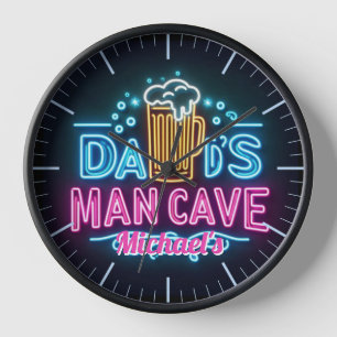 Dads Mancave Bar Horloge Neon Beer Nom personnalis