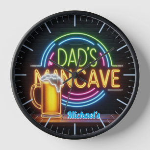 Dads Mancave Bar Horloge Neon Beer Nom personnalis