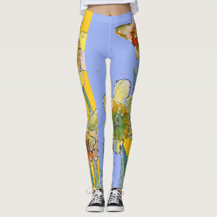 Daffodil Aquarelle Fleur Lilac Leggings floraux