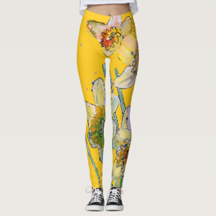 Daffodil Aquarelle Fleur Lilac Leggings floraux
