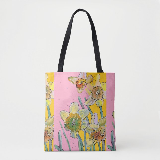 Daffodil Aquarelle florale Dames Sac fourre-tout d (Devant)