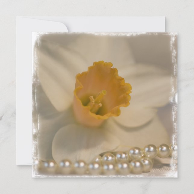 Daffodil et perles Faire-part de mariage (Devant)