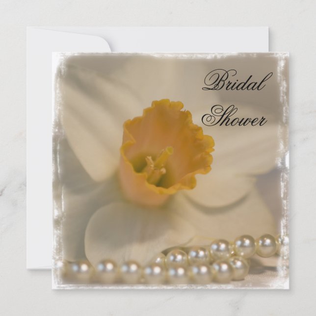 Daffodil et perles nuptiale douche Invitation (Devant)