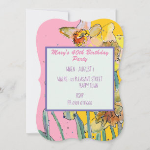 Daffodil Floral 40e anniversaire Invitation jaune