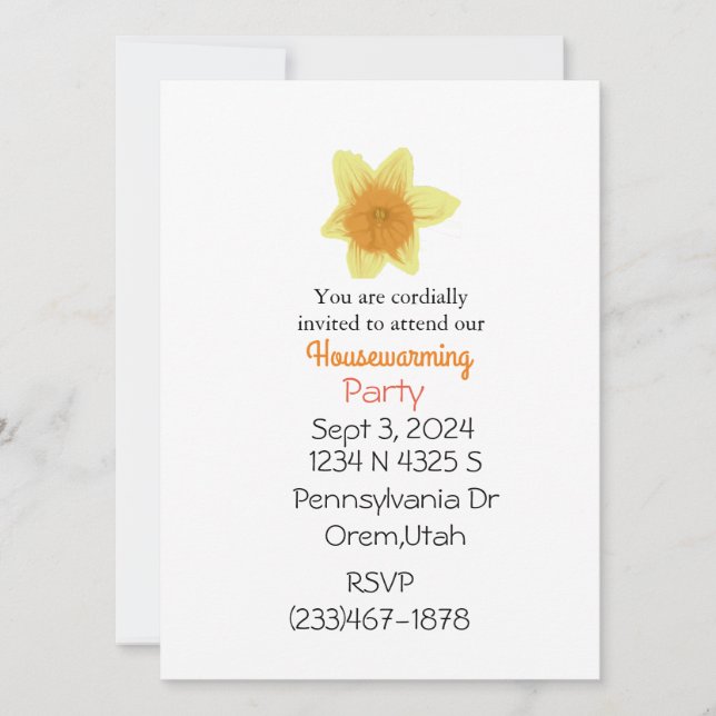 Daffodil Floral House Party Invitation (Devant)