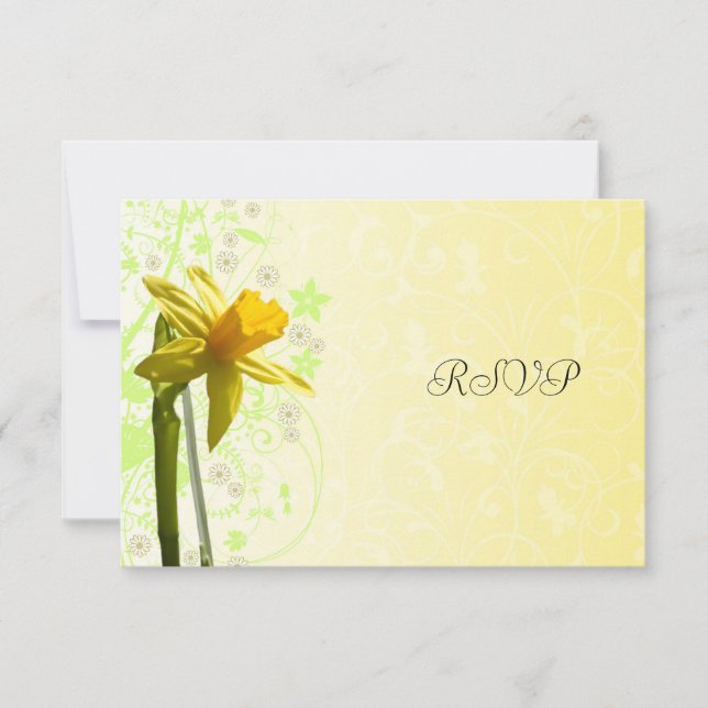 Daffodil Jaune Mariage Printemps RSVP Réponse (Devant)