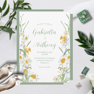 Daffodile blanc et jaune Invitations de mariage fl