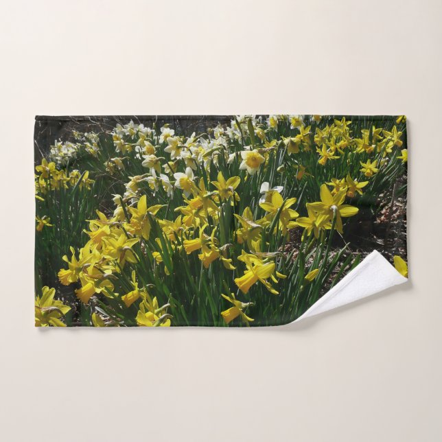 Daffodiles jaunes et blancs Fleurs de printemps (Serviette à main)