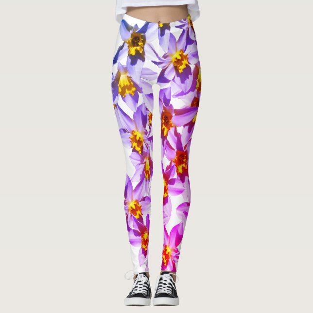 Daffodils Fleurs Photo Leggings Personnalisés (Devant)