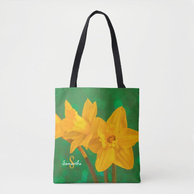 Daffodils on Green Tote bag (Devant)