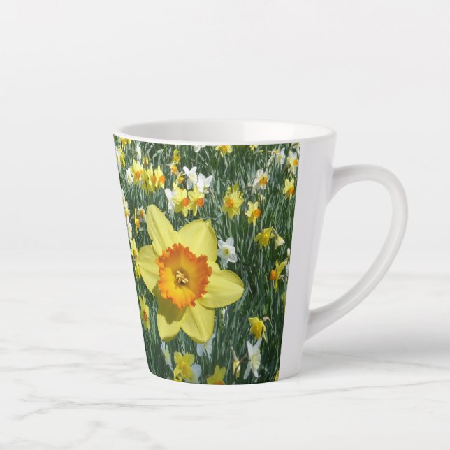Daffodils Spring Fl. Mug de latte jaune orangé (Droite)