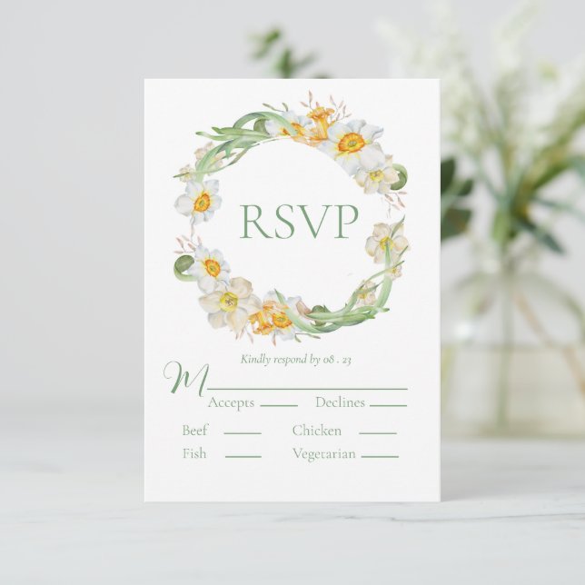 Daffodique blanc et jaune Floral Green RSVP (Debout devant)