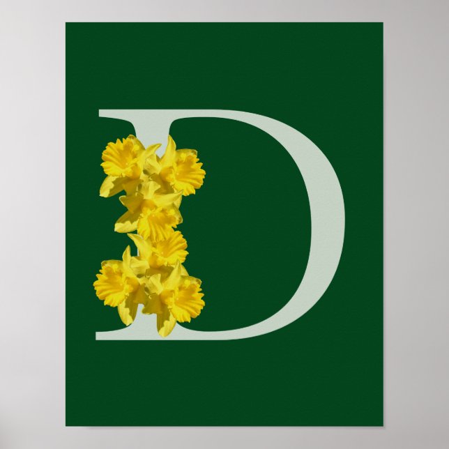 Daffodique Monogramme Initial D Poster (Devant)