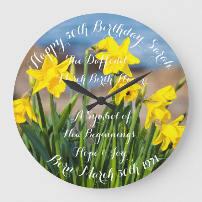 Daffodiques en horloge murale acrylique au printem (Recto)